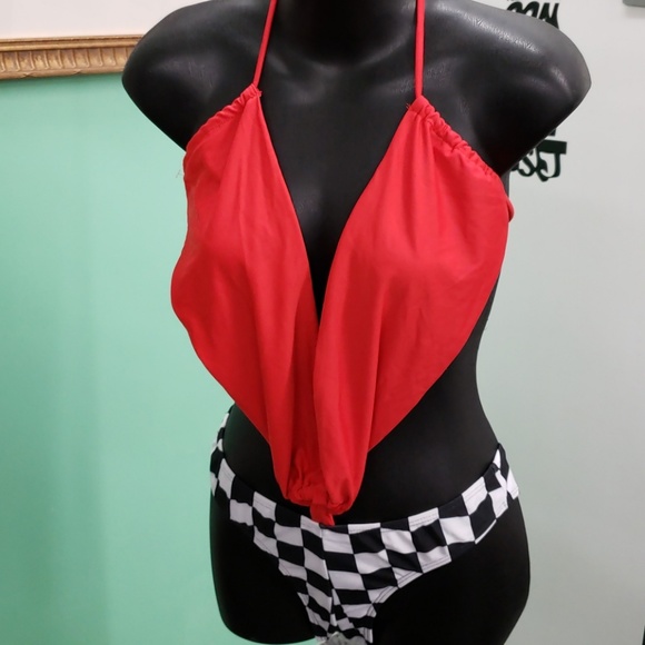 checkered flag bathing suit